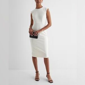 BLACK FRIDAY SALE NWT Express Crew Neck Cap Sleeve Back Zipper Midi Sheath Dress